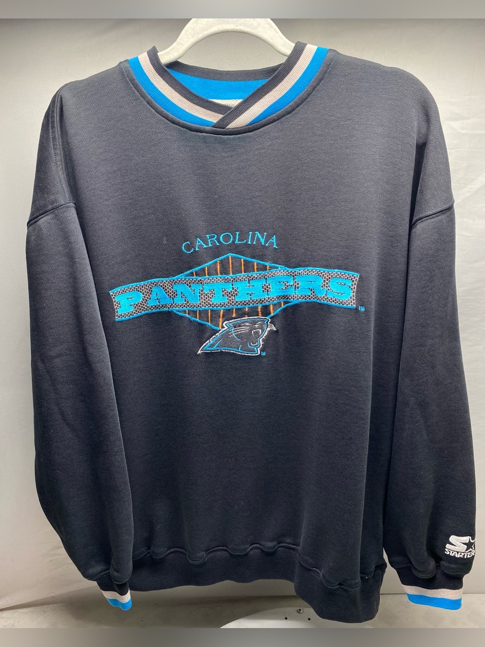 Vintage 90s Starter Carolina Panthers Sweatshirt Crewneck Black 1990s Authentic